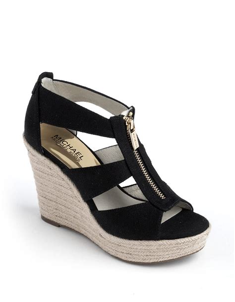 michael kors damita espadrille wedge sandal black|Damita Canvas Espadrille Wedge .